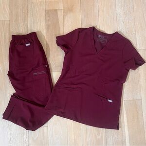 FIGS Scrub Set- Burgundy XS